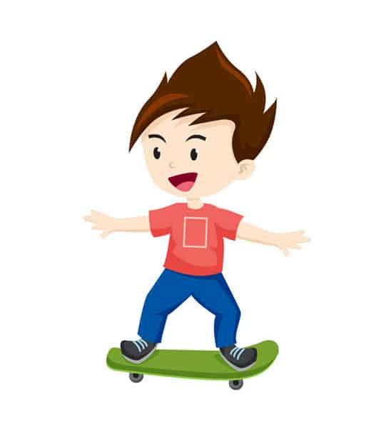 illustration of happy kid skateboarding