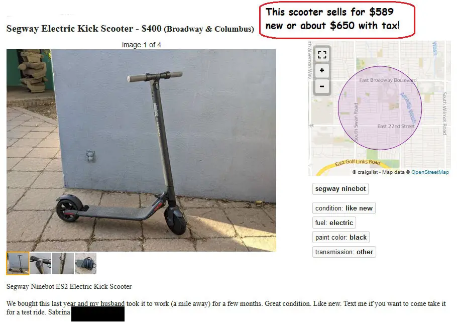 buying a used electric scooter on craigslist
